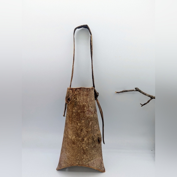 VTG Handmade Tree Bark  Mtn Berry Basket/ Bag flower basket with handle - Picture 4 of 7